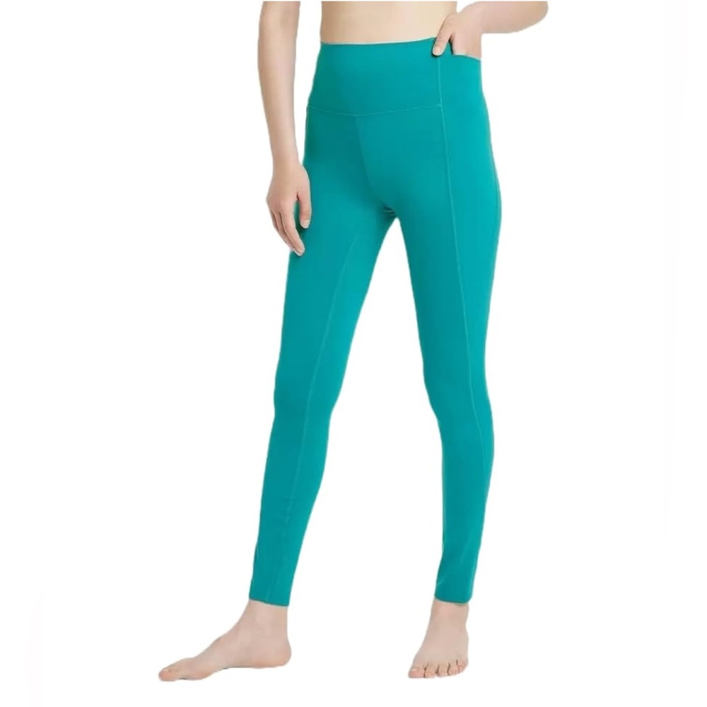 All in Motion Brushed Sculpt High-Rise Leggings XL Turquoise Green Side Pockets